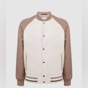 REISS CORTEZ-LS LEATHER BOMBER
ECRU/TAUPE